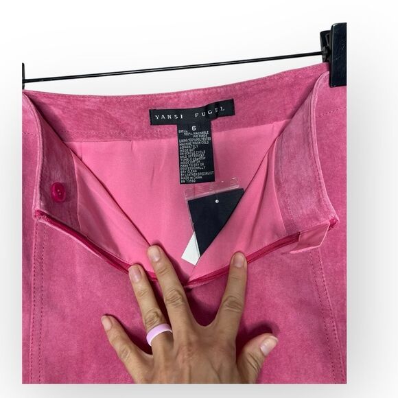 NWT Yansi Fugel Chic Pink Washable Pig Suede Trousers *Festival *Boho - Picture 2 of 9